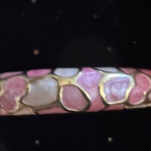 Joan Rivers Vintage Elegant Pink and Gold Hinged Bangle Bracelet